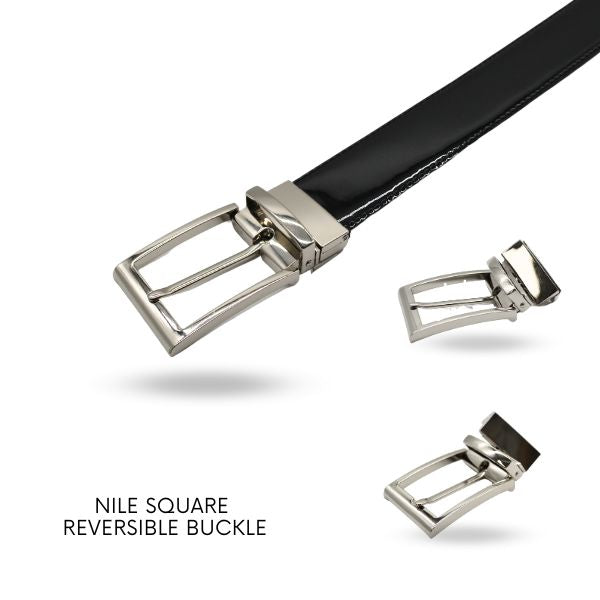 BRAKEN- Mens Black matte & glossy Reversible Belt & select your own Buckle