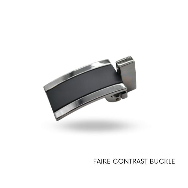 FAIRE Reversible Contrast nickle silver and black buckle for men