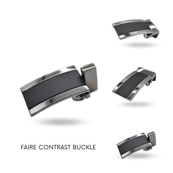 FAIRE Reversible Contrast nickle silver and black buckle for men