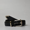 SURRY HILLS - Women's Black Genuine Leather Belt with Gold Buckle