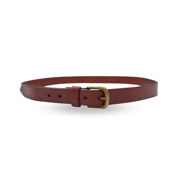 TOBEN Mens Womens Unisex Dark Tan Genuine Leather Dress Belt