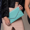 CASTLECRAG Genuine Pebbled Leather Light Blue Clutch  - Belt N Bags