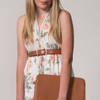 SURRY HILL - Women's Tan Genuine Leather Belt with Gold Buckle  - Belt N Bags