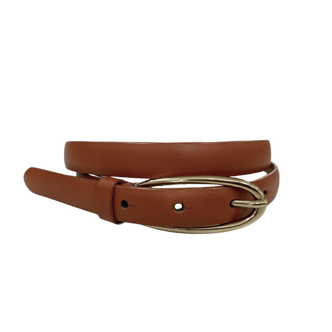 INGRID - Women's Brown Genuine Leather Skinny Belt