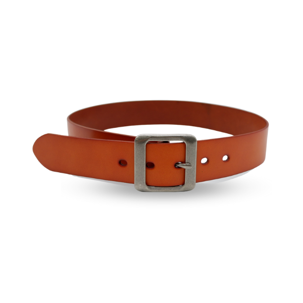 ROSEDALE Tan Genuine Leather Belt with Square Silver Buckle