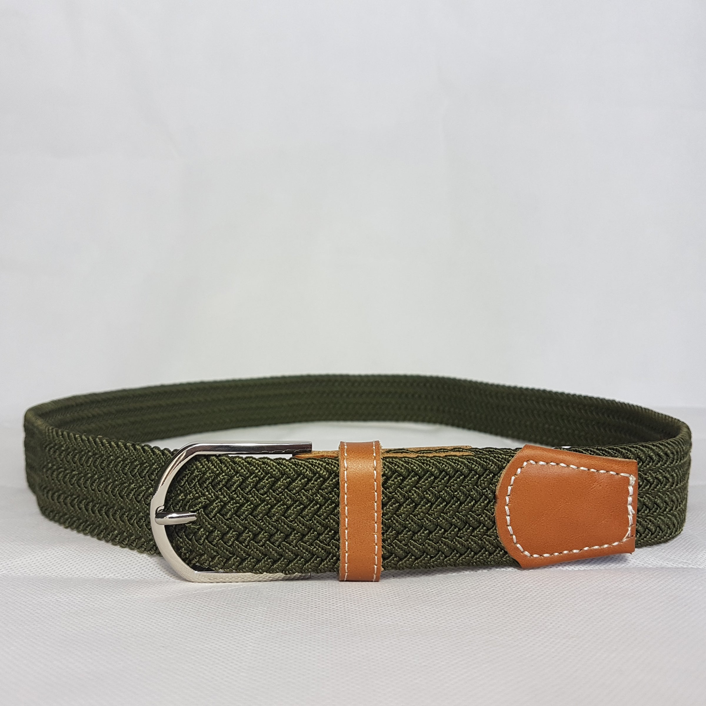 OSCAR - Mens Olive Woven Cotton Elastic Belt  - Belt N Bags