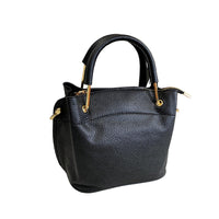 YARRA - Black Genuine Pebbled  Leather Handle Bag with Shoulder Strap freeshipping - BeltNBags