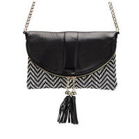 CHISWICK - Addison Road Black & White Weave Crossbody Bag  - Belt N Bags