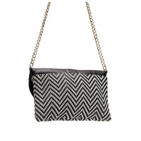 CHISWICK - Addison Road Black & White Weave Crossbody Bag  - Belt N Bags