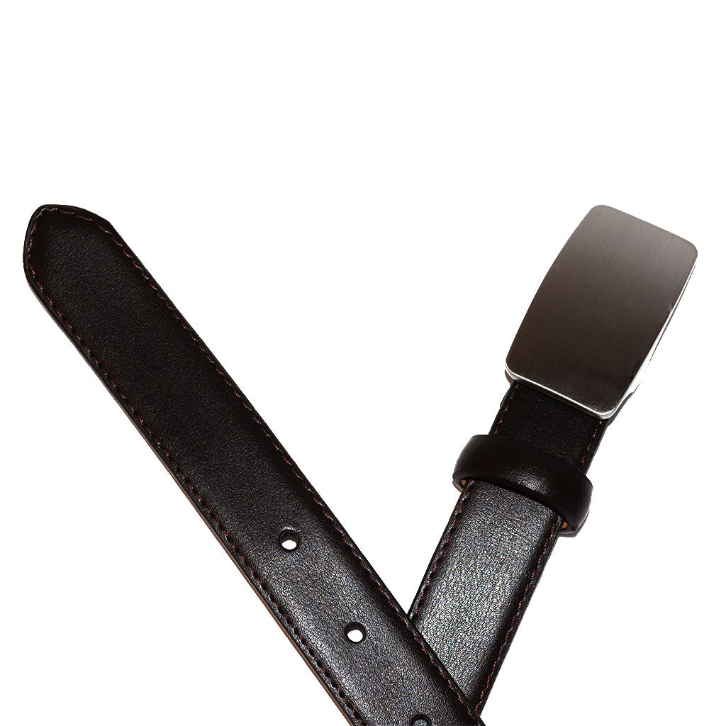 OSCAR - Dark Brown Genuine Leather Boys Belt with Shield Buckle  - Belt N Bags