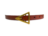 SUNBURY -  Tan Genuine Leather Belt with Triangle Buckle  - Belt N Bags