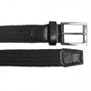 ALEC - Mens Cotton Woven Black Elastic Stretch Belt with Silver Buckle  - Belt N Bags