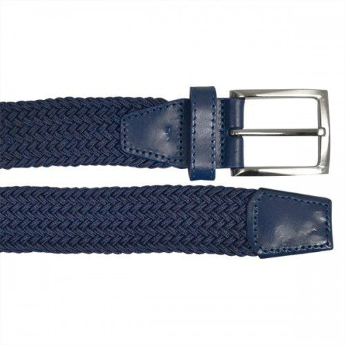 ALEC - Mens Woven Blue Navy Elastic Stretch Belt with Silver Buckle  - Belt N Bags