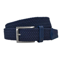 ALEC - Mens Woven  Navy BlueElastic Stretch Belt with Silver Buckle freeshipping - BeltNBags