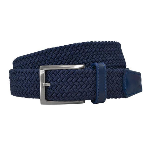 
  
	
    
	
    ALEC - Mens Woven Navy Blue Elastic Stretch Belt with Silver Buckle