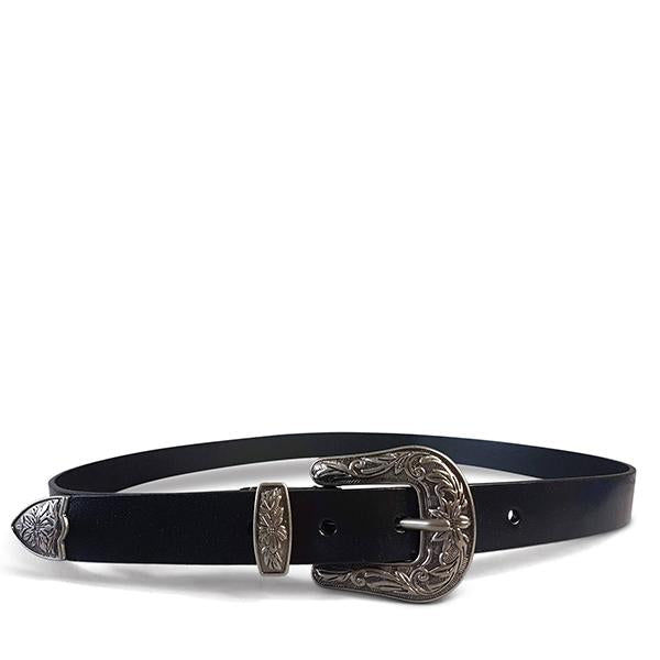 CAMDEN - Leather Black Western Belt  - Belt N Bags