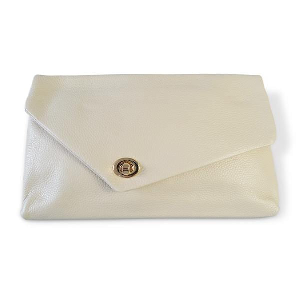 Centennial Park - Cream Pebbled Leather Clutch  - Belt N Bags