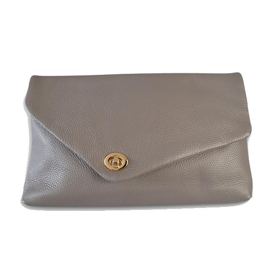 Centennial Park - Womens Grey Pebbled Leather Clutch Bag  - Belt N Bags