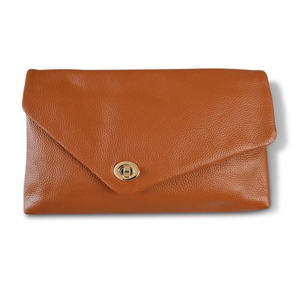 Tan coloured new arrivals clutch bag