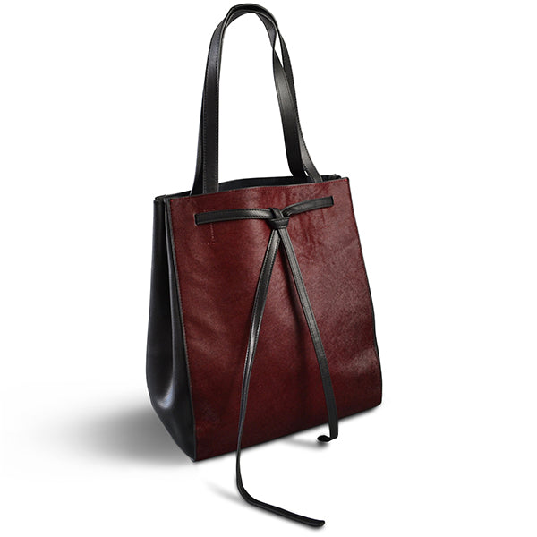TOORAK - Wine Red Leather Hero Cowhide Tote Bag  - Belt N Bags