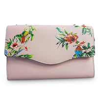 IVANHOE - Addison Road Blush Leather Clutch Bag with Tropical Print  - Belt N Bags