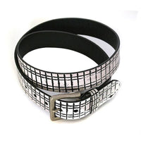 ANGUS - Mens Black and White Leather Belt - CLEARANCE  - Belt N Bags