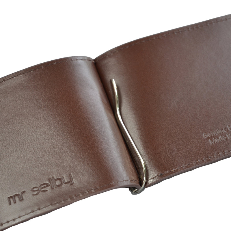 APOLLO - Mens Brown Genuine Leather Card Holder Thin Money Clip Wallet  - Belt N Bags