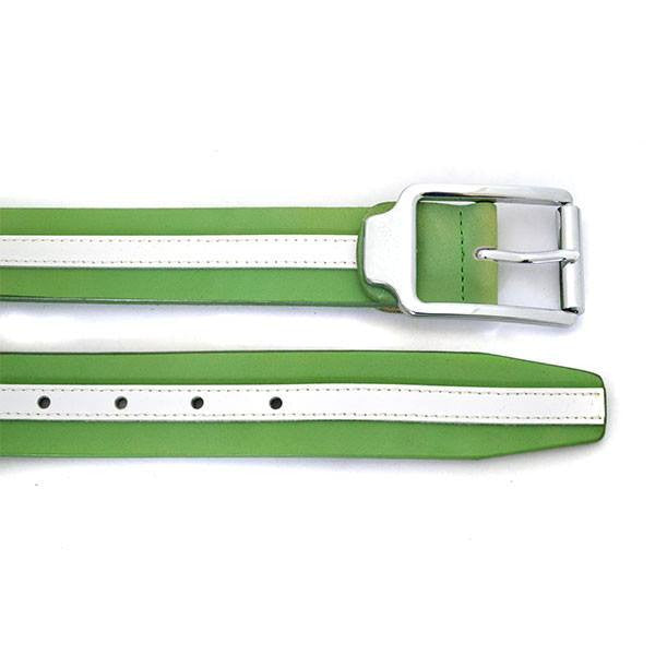 BANNAY - Unisex Green & White Leather Belt - CLEARANCE  - Belt N Bags
