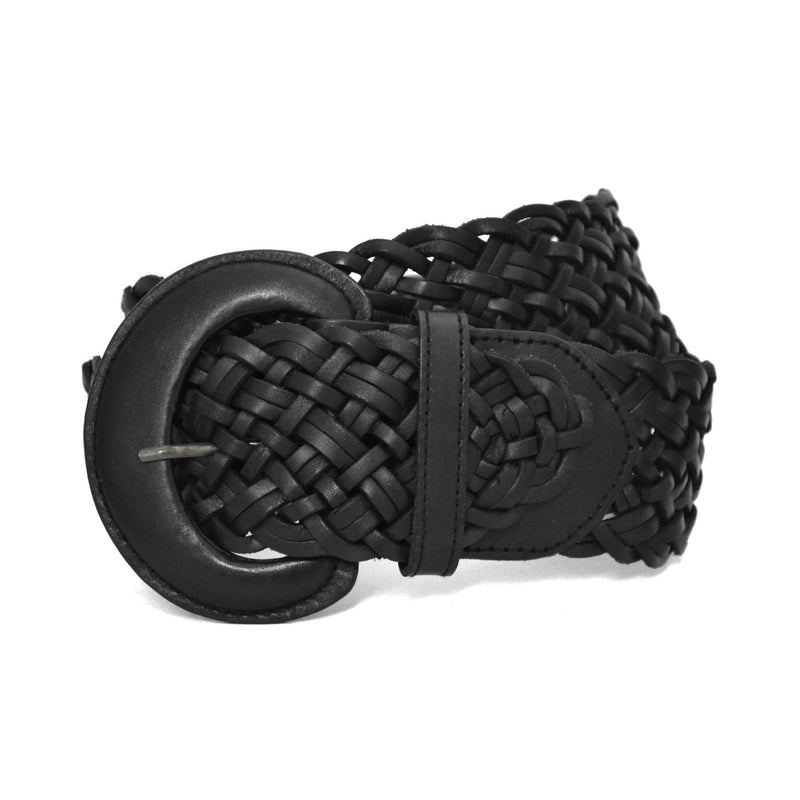 BELINDA - Womens Black Genuine Leather Plaited Belt freeshipping - BeltNBags