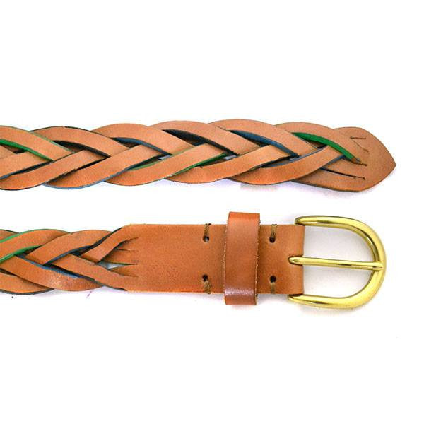 BRETT - Mens Tan Plaited Genuine Leather belt  - Belt N Bags
