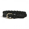 CAROL - Womens Black Genuine Leather Plaited Belt  - Belt N Bags