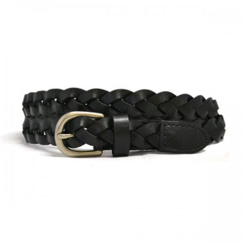 CAROL - Womens Black Genuine Leather Plaited Belt  - Belt N Bags