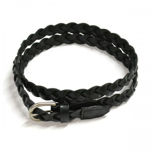 CAROL - Womens Black Genuine Leather Plaited Belt  - Belt N Bags