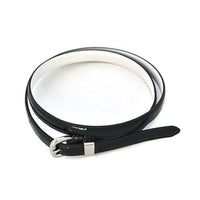 CARRIE - Womens Black Patent Skinny Leather Belt with Silver Buckle  - Belt N Bags