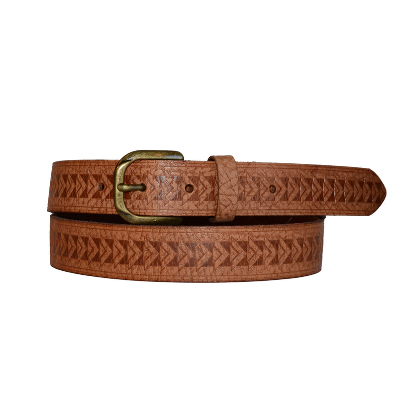 CEASAR - Mens Embossed Tan Genuine Leather Belt  - Belt N Bags