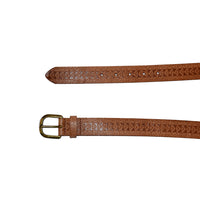CEASAR - Mens Embossed Tan Genuine Leather Belt  - Belt N Bags