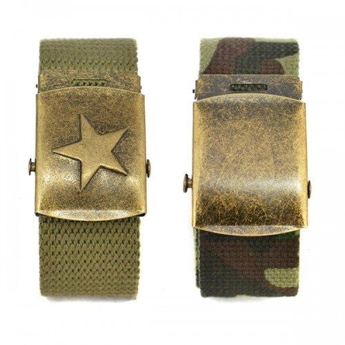 ALFA - Camo Military Army Style twin pack with two Webbing Belts  - Belt N Bags