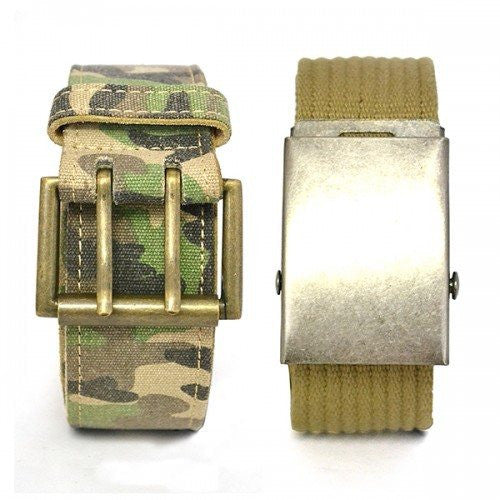 BRAVO - Camo Military Army Style twin pack with two Webbing Belts  - Belt N Bags