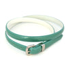 CARRIE -  Womens Forest Green Patent Skinny Leather Belt with Silver Buckle  - Belt N Bags