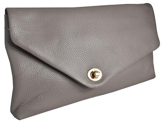 Centennial Park - Womens Grey Pebbled Leather Clutch Bag  - Belt N Bags