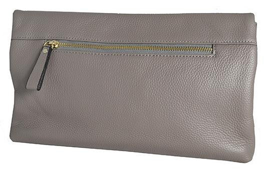 Centennial Park - Womens Grey Pebbled Leather Clutch Bag  - Belt N Bags