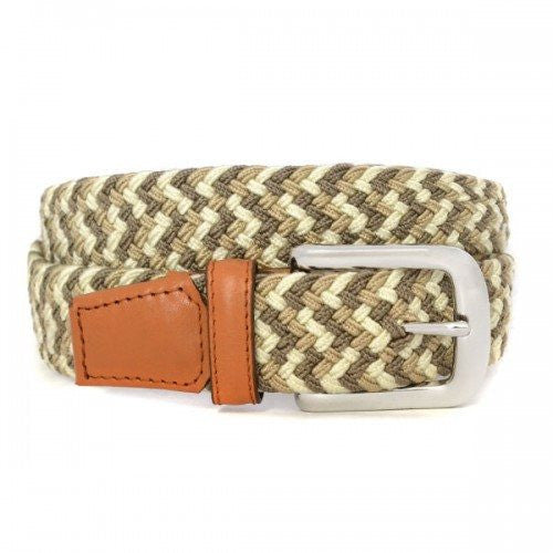 CHAYCE - Woven Light Beige Elastic Stretch Belt  - Belt N Bags