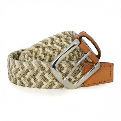 CHAYCE - Woven Light Beige Elastic Stretch Belt  - Belt N Bags