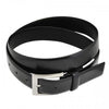 DARIO - Mens Black Leather Dress Belt with Silver Buckle  - Belt N Bags