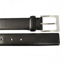 DARIO - Mens Black Leather Dress Belt with Silver Buckle  - Belt N Bags