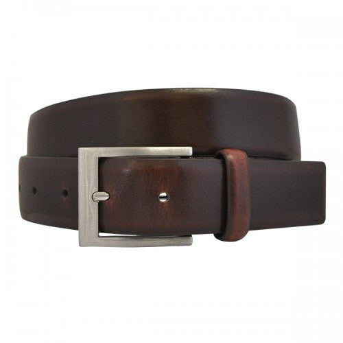 DARIO - Mens Dark Chocolate Leather Dress Belt  - Belt N Bags