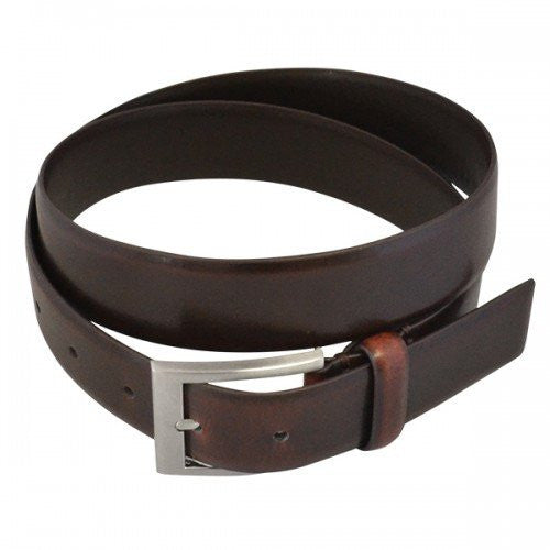 DARIO - Mens Dark Chocolate Leather Dress Belt  - Belt N Bags