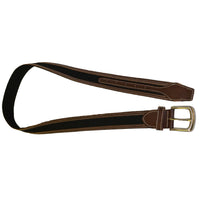 BYRON - Cotton Canvas Men's Black and Brown Leather Belt  - Belt N Bags