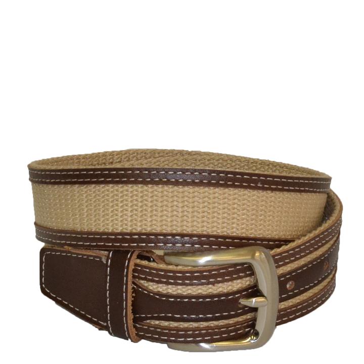 BYRON - Mens Canvas Black and Brown Leather Belt Gift Pack  - Belt N Bags