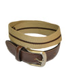 DUKE - Cotton Canvas Men's Brown Single Stripe Leather Belt  - Belt N Bags